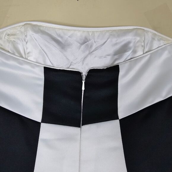 Jessica McClintock for Gunne Sax vintage black & white block satin dress size 7 - Picture 5 of 8